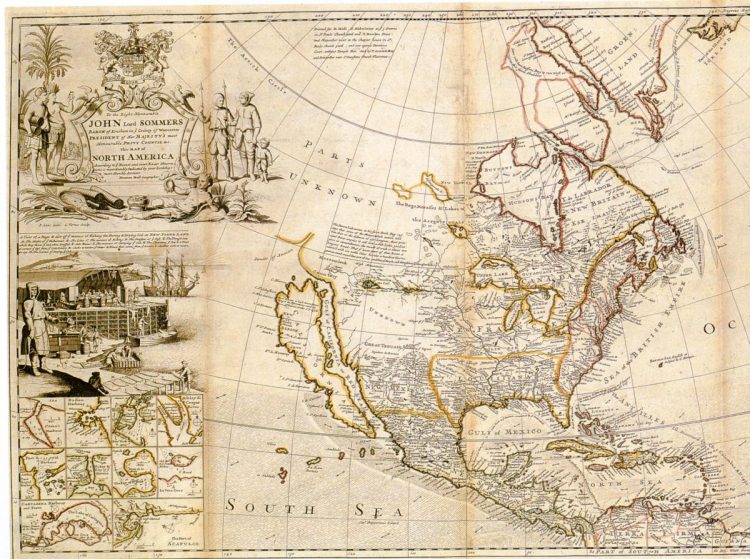 Карта северной Америки 1720г. Лондон