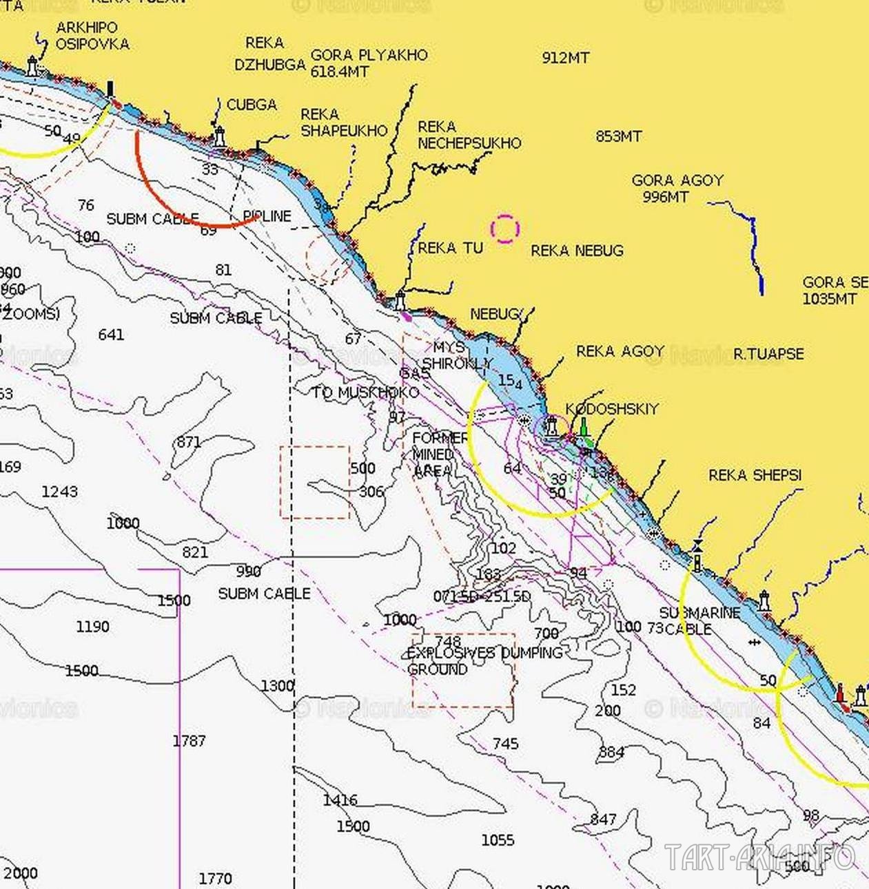 Карта глубин черного моря в районе сочи