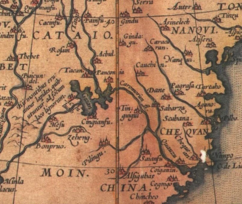Фрагмент карты Великой Тартарии Абрама Ортелиуса.