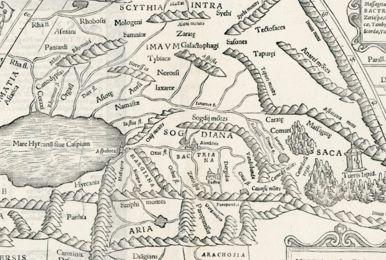 Согдиана и Бактрия на карте С. Мюнстера 1542г.