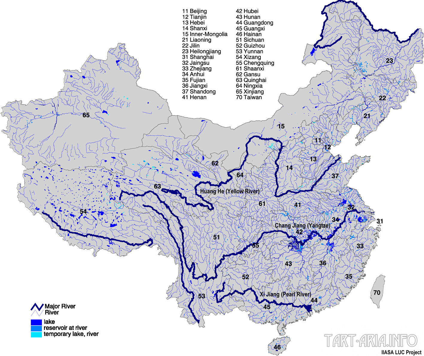 Карта рек и озер китая - 83 фото