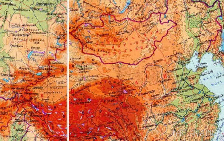 Фрагмент физической карты Евразии. Источник