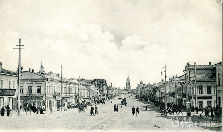 Тула, ул. Киевская (ныне проспект Ленина) середина XIX века. Вид на кремль.